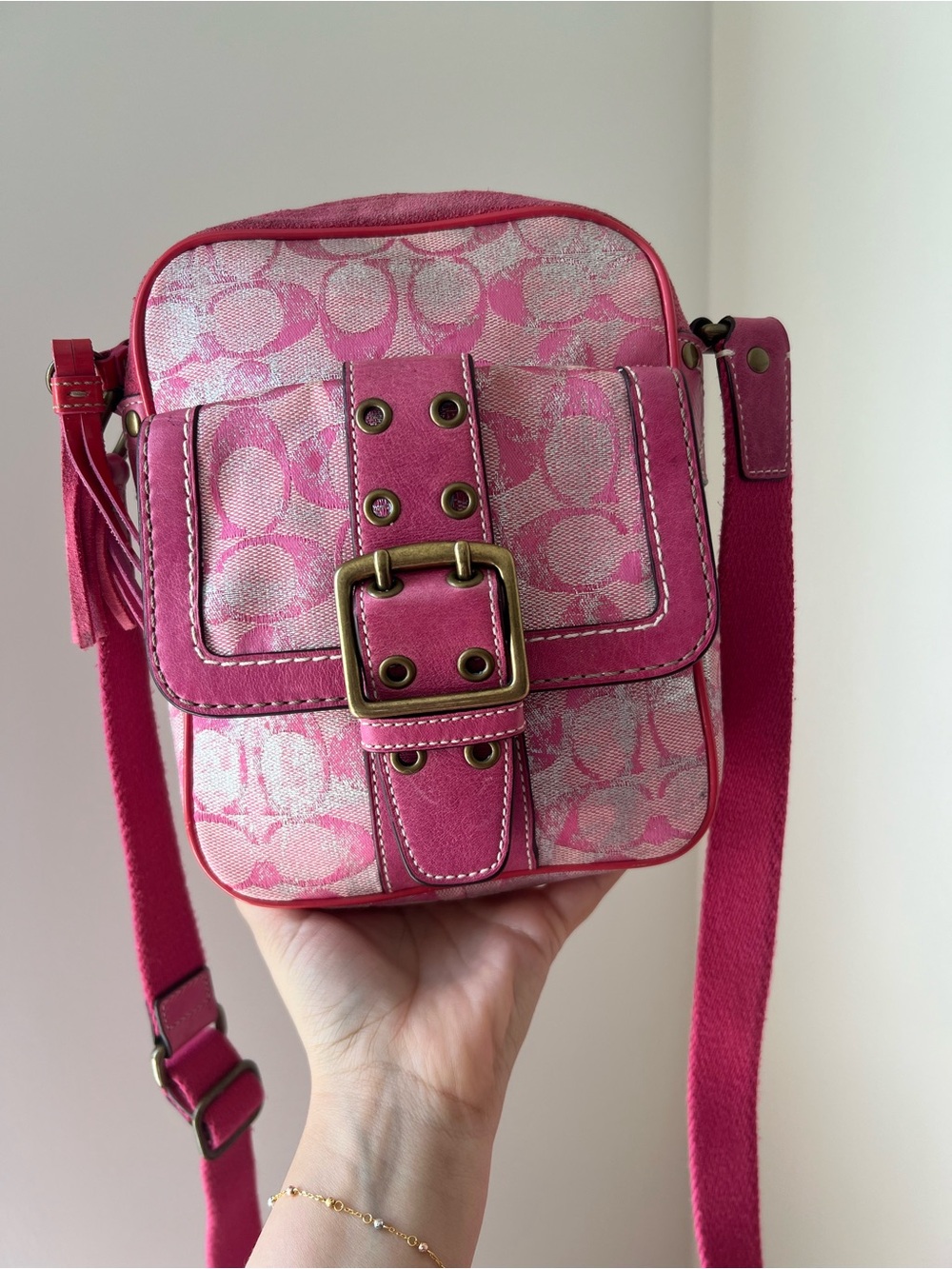 Vintage Y2K-era Coach Signature Camera Bag Crossbody